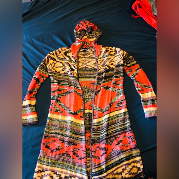 WETSEAL HOODED LONG CARDIGAN SWEATER - Picture 2 of 6